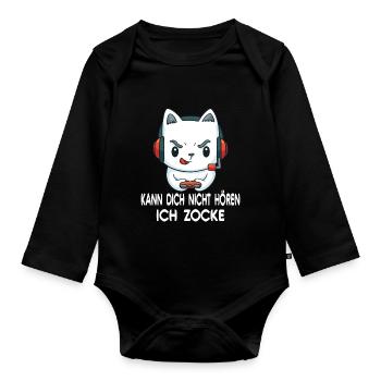 Kann Dich Nicht Hören Ich Zocke. Gaming Zocken - Baby Bio-Langarm-Body - Schwarz - Vorne