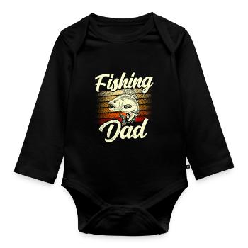 Fishing Papa Fischer Angler Fishing Fishing - Organic Longsleeve Baby Bodysuit - black - Front