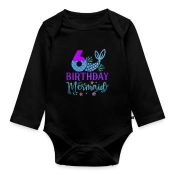 6ème anniversaire Sirène - Body Bébé bio manches longues - noir - Devant