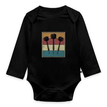 Vintage Darter Darts Player 3 Arrows Darts Cadeau - Body Bébé bio manches longues - noir - Devant