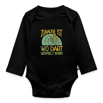 Zuhause Ist Wo Dart Gespielt Wird Darten Darts - Baby Bio-Langarm-Body - Schwarz - Vorne
