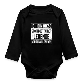 Sportboote Yachting geborene Legende - Baby Bio-Langarm-Body - Schwarz - Vorne