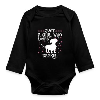 Doge teckel à poil dur Dog Propriétaire de chien - Body Bébé bio manches longues - noir - Devant