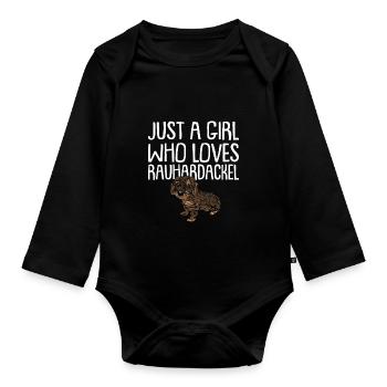 Doge teckel à poil dur Dog Propriétaire de chien - Body Bébé bio manches longues - noir - Devant