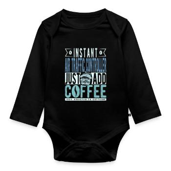 Buchalter coffee saying - Organic Longsleeve Baby Bodysuit - black - Front
