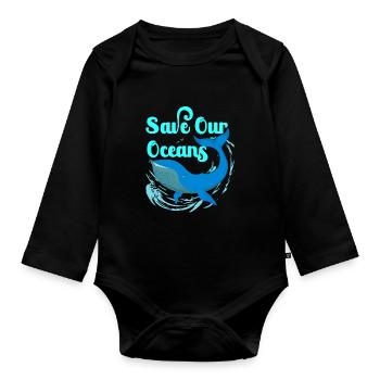 Save our oceans Sea Sea Ocean Protection - Organic Longsleeve Baby Bodysuit - black - Front