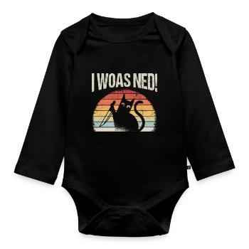 I woas ned Katzen Design Katze Fans Miau Katzen Li - Baby Bio-Langarm-Body - Schwarz - Vorne