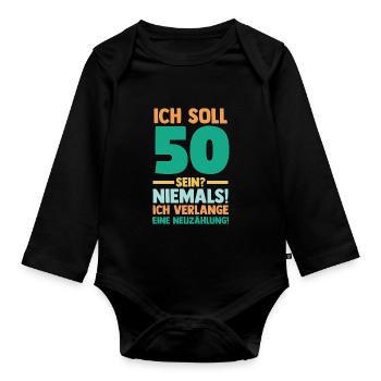 Fünfzig 50 Jahre Fünfzigster Geburtstag - Baby Bio-Langarm-Body - Schwarz - Vorne