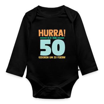 Fünfzig 50 Jahre Fünfzigster Geburtstag - Baby Bio-Langarm-Body - Schwarz - Vorne