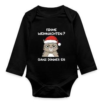Anti Weihnachten Frohe Weihnachten Ganz Dünnes Eis - Baby Bio-Langarm-Body - Schwarz - Vorne