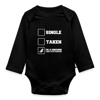 Single, Taken, I’m a Unicorn I don’t date Humans - Body Bébé bio manches longues - noir - Devant
