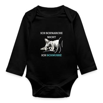 Ich Schnarche nicht ich Schnurre Schlafshirt Katze - Baby Bio-Langarm-Body - Schwarz - Vorne