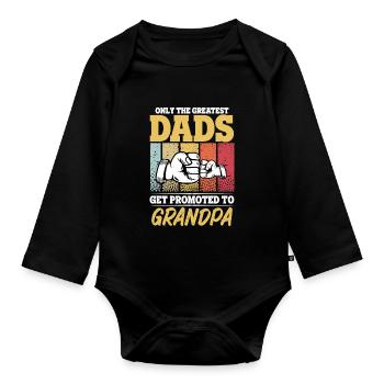 The Best Dads Get Promoted to Grandpa Vintage Dad - Organic Longsleeve Baby Bodysuit - black - Front