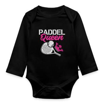 Paddle Queen Tennis Ball Raquette Sport - Body Bébé bio manches longues - noir - Devant
