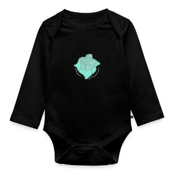 Rose Rote Rose Handgezeichnet - Baby Bio-Langarm-Body - Schwarz - Vorne