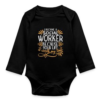 Ich wurde Sozialarbeiter - Baby Bio-Langarm-Body - Schwarz - Vorne