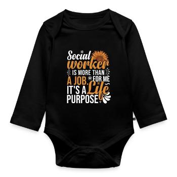 Sunflower Social Worker School - Organic Longsleeve Baby Bodysuit - black - Front