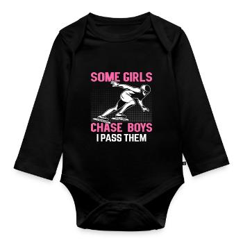 Sled dog sledding Sled dog races - Organic Longsleeve Baby Bodysuit - black - Front