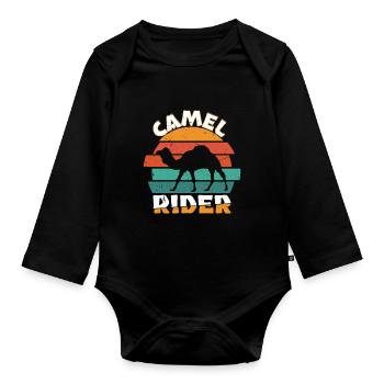 Camel Rider Vintage Distressed - Organic Longsleeve Baby Bodysuit - black - Front
