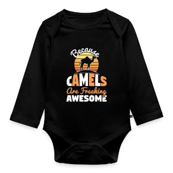 Because Camels Are Freaking Awesome - Organic Longsleeve Baby Bodysuit - black - Front