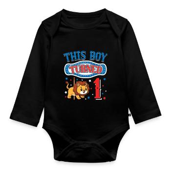 Carousel Birthday Party - Organic Longsleeve Baby Bodysuit - black - Front