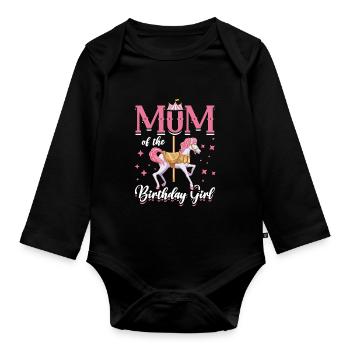 Karussell-geburtstagsfeier-mutter Des - Baby Bio-Langarm-Body - Schwarz - Vorne