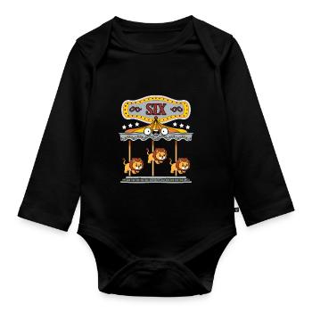 Carousel Birthday Party Lion Dieser Junge Wurde 6 - Baby Bio-Langarm-Body - Schwarz - Vorne