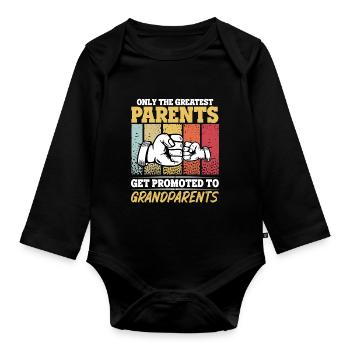 The Best Parents Get Promoted to Grandparents - Organic Longsleeve Baby Bodysuit - black - Front