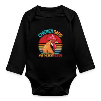 Chickens - Organic Longsleeve Baby Bodysuit - black - Front
