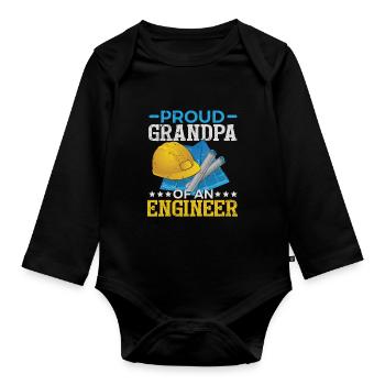 Fier grand-père d’un ingénieur - Body Bébé bio manches longues - noir - Devant