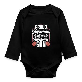Fière belle-mère d’un grand fils - Body Bébé bio manches longues - noir - Devant