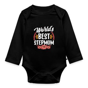 Die Beste Stiefmutter Der Welt Kind Ziehmutter - Baby Bio-Langarm-Body - Schwarz - Vorne