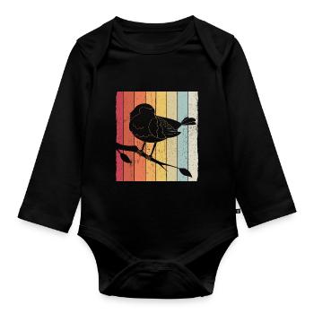 Rotkehlchen Vogelfreund Vogelfan Design Natur Lieb - Baby Bio-Langarm-Body - Schwarz - Vorne