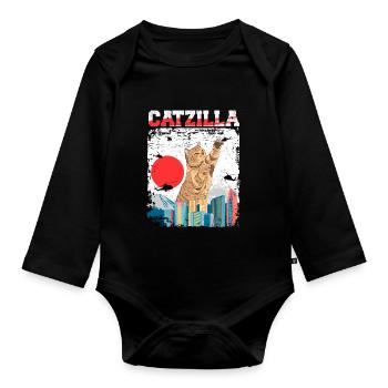 Catzilla Retro Cat Cat Lovers - Body Bébé bio manches longues - noir - Devant