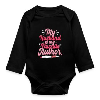 Mein Mann ist mein Lieblingsautor - Baby Bio-Langarm-Body - Schwarz - Vorne