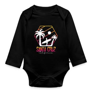 Santa Cruz California Summer Sun Palms Strand - Baby Bio-Langarm-Body - Schwarz - Vorne