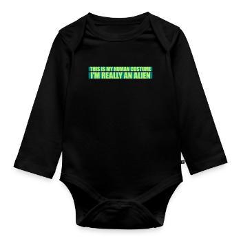 Citation extraterrestre de costume humain - Body Bébé bio manches longues - noir - Devant