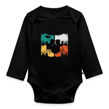 Musicien de batterie - Body Bébé bio manches longues - noir - Devant