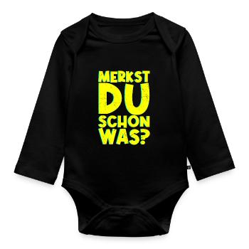 Merkst Du Schon Was - Festival Musik Party Techno - Baby Bio-Langarm-Body - Schwarz - Vorne
