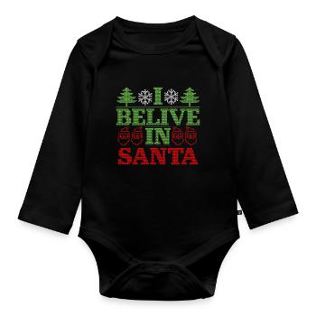 Ich glaube an Santa - Baby Bio-Langarm-Body - Schwarz - Vorne