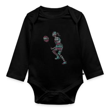Badminton Federball Spieler - Baby Bio-Langarm-Body - Schwarz - Vorne