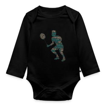 Badminton Federball Spieler - Baby Bio-Langarm-Body - Schwarz - Vorne