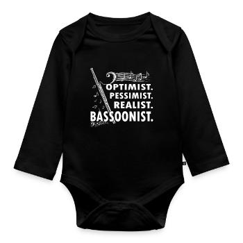 Holzblasinstrument Musik Bassoonist - Baby Bio-Langarm-Body - Schwarz - Vorne