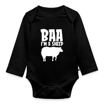 Baa I'm A Sheep Funny Lazy Halloween Costume - Organic Longsleeve Baby Bodysuit - black - Front