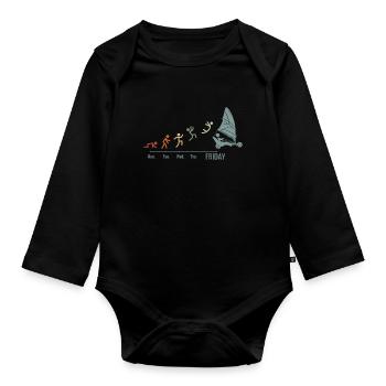Sand Sailing Windracer Vintage Landsegler - Organic Longsleeve Baby Bodysuit - black - Front