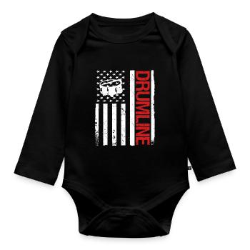Drumline Drum Gift - Organic Longsleeve Baby Bodysuit - black - Front