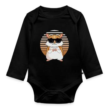 Hamster lover - Organic Longsleeve Baby Bodysuit - black - Front