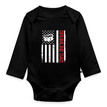 Drumline Trommeln Geschenk - Baby Bio-Langarm-Body - Schwarz - Vorne