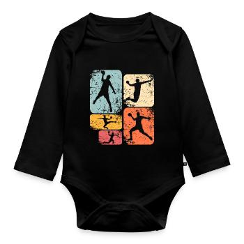 Handball Handballer - Baby Bio-Langarm-Body - Schwarz - Vorne