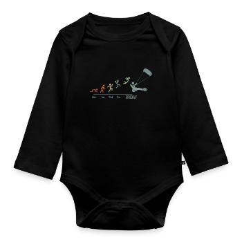 Sand Sailing Windracer Vintage Landsegler - Organic Longsleeve Baby Bodysuit - black - Front
